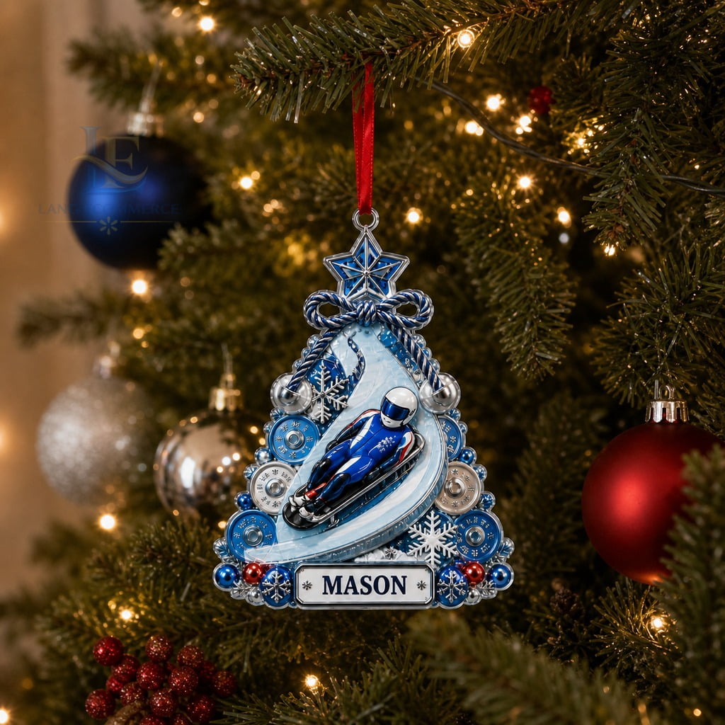 Christmas Ornament Acrylic Personalized Luge Tree Hanging for Winter Sports Fans