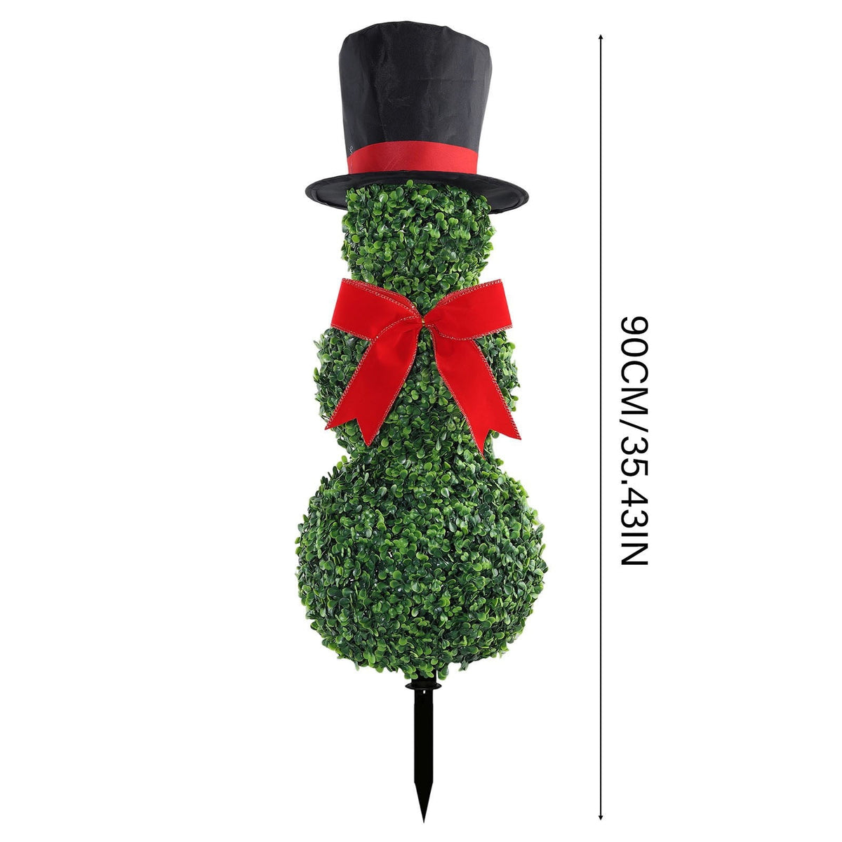Christmas Snowman Topiary, Artificial Snowman Shaped Boxwood Tree with Santa Hat, Topiary for Outdoor Indoor Porch Decor Holiday Home and Garden Styling