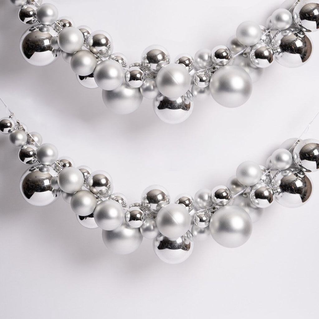 6 FEET Christmas Ball Garland Ornaments Shatterproof Xmas Hanging Balls Decorations for Home Indoor Outdoor Mantel Holiday Party Wedding Tree - Sliver
