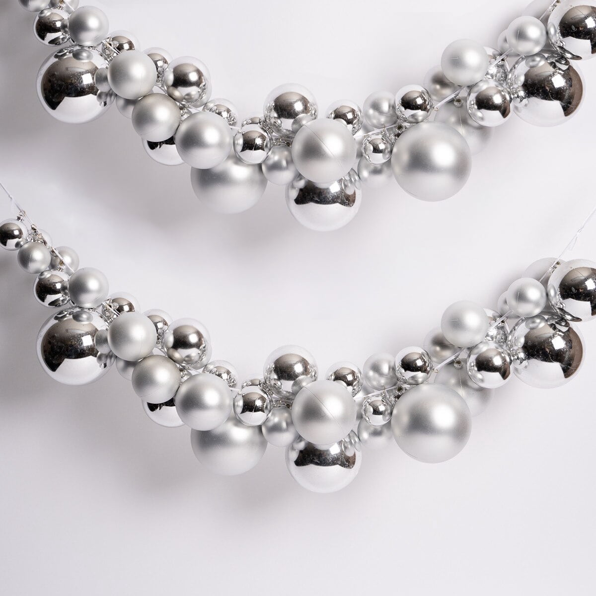 6 FEET Christmas Ball Garland Ornaments Shatterproof Xmas Hanging Balls Decorations for Home Indoor Outdoor Mantel Holiday Party Wedding Tree - Sliver