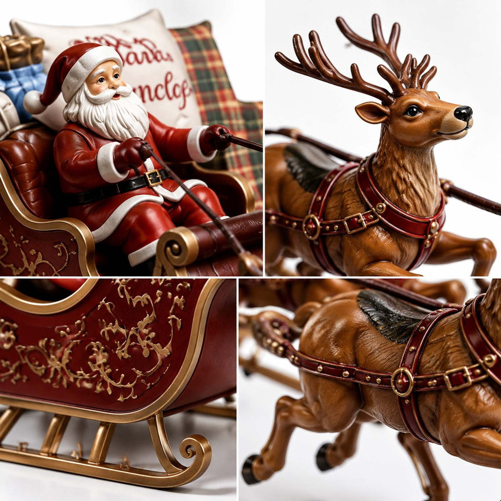Floating Santa Sleigh,Magnetic Levitation Santa's Flying Sleigh Ornament, Santa's Flying Sleigh,Christmas Display with Built‑In Warm LED Lighting for Home,Office,Shelf & Holiday Party
