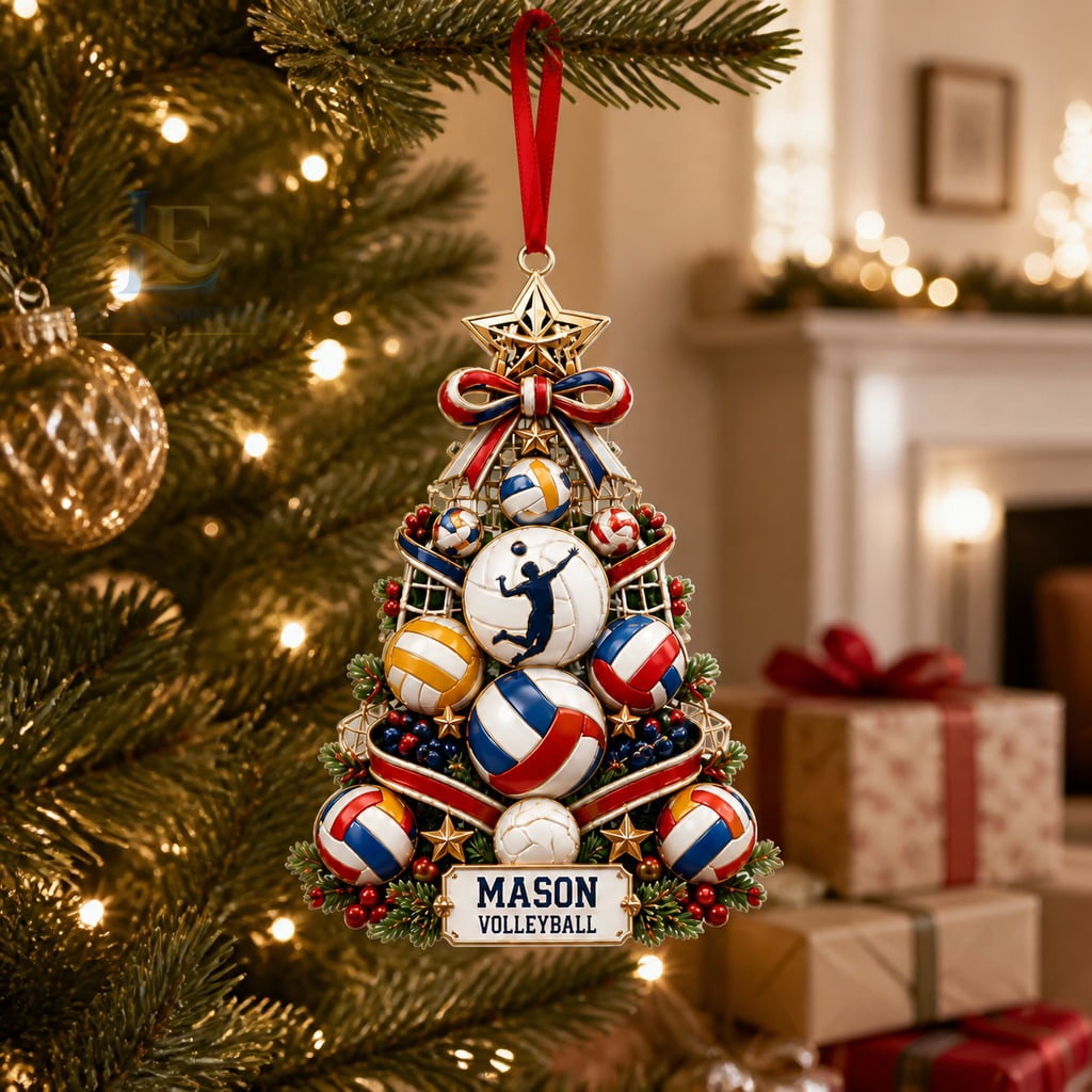 Christmas Ornament Acrylic Personalized Volleyball Tree Hanging Keepsake for Volleyball Player Gift
