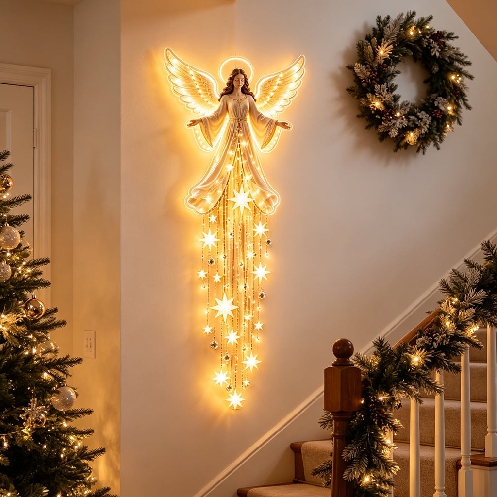 5Pcs Christmas Stair Banister Decoration Lighted Santa Snow Scene Garland for Stair Railing Indoor Holiday Home Ornament