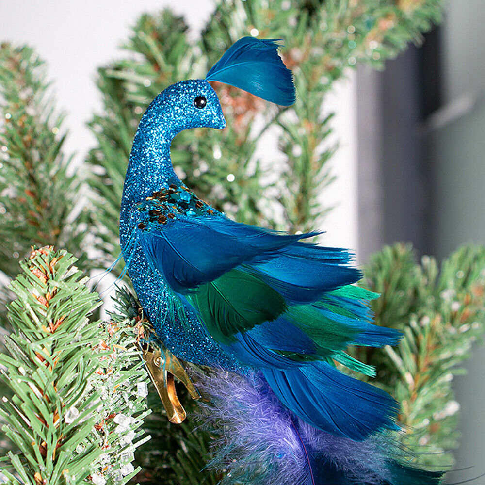 19 Inch Peacock Christmas Decorations Artificial Peacock Christmas Ornaments for Christmas Tree Christmas Natural Peacock Feather Decorations for Christmas Tree 10PCS