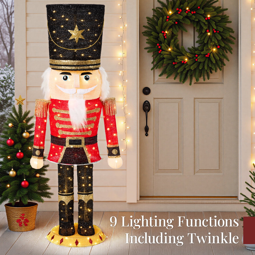 Best Choice Products Christmas Nutcracker 5ft Pop upLighted Large Holiday Decoration w/150 Pre-Lit Twinkling LED lights