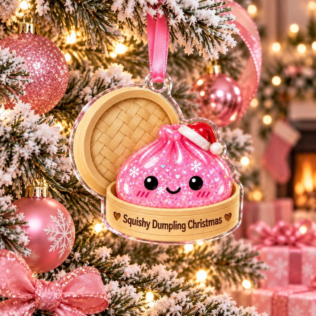 Christmas Ornament Pink Squishy Dumpling Tree Hanging for Cute Squishy Lovers