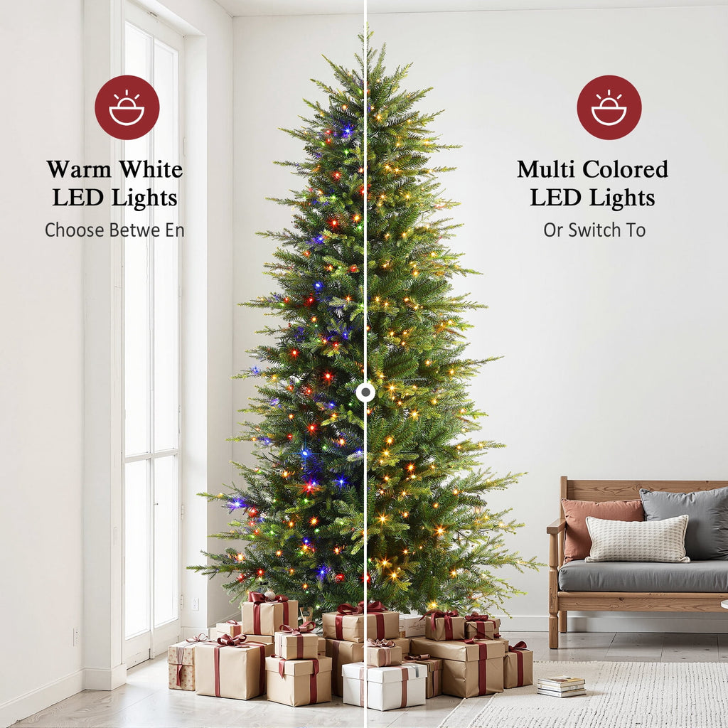 Lolsea 7ft Prelit Aspen Noble Fir Artificial Christmas Tree with Remote Control, Timer and Warm White & Multicolor LED Lights