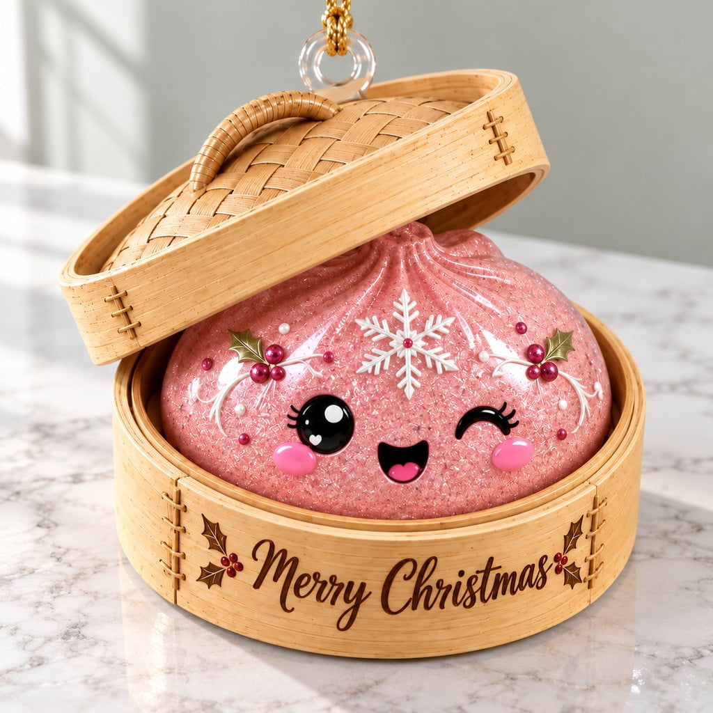 Dumpling Ornament, Glitter Acrylic Christmas Tree Hanging Gift