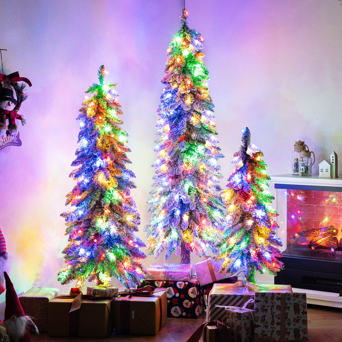 Costway 3' 4' 5' Artificial Christmas Tree Set with 30 + 50 + 70 LED Lights Holiday Decoration Tree