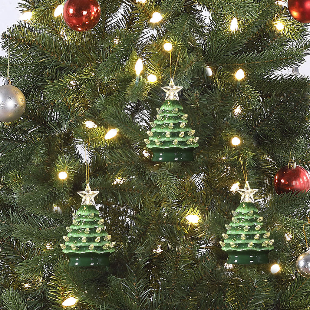 Mr. Christmas Ceramic Tree Ornaments - Silver, Set of 3