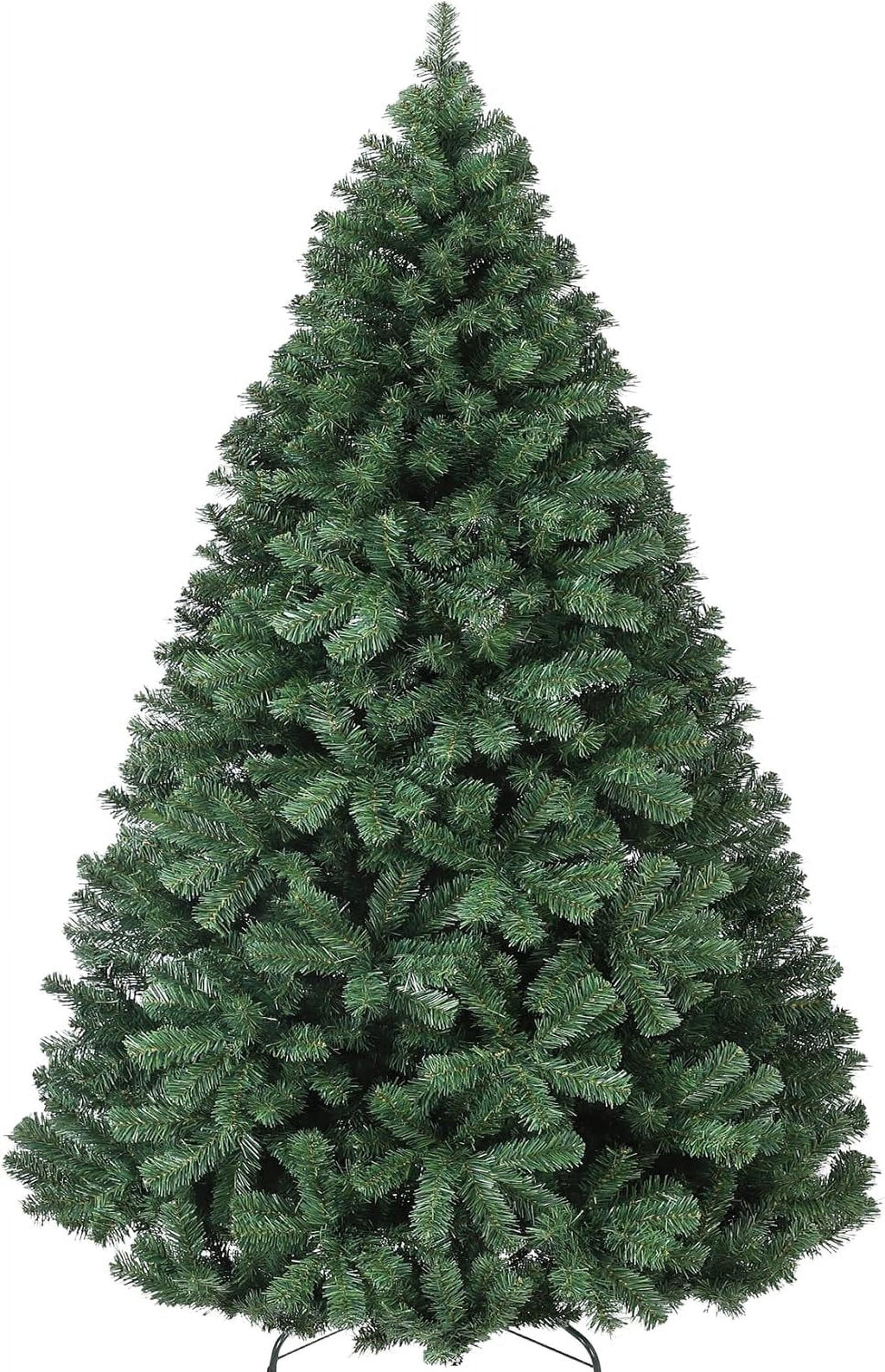7.5ft Full PE Branch Artificial Spruce Christmas Tree, Hinged Sections Foldable Metal Base Holiday Decor