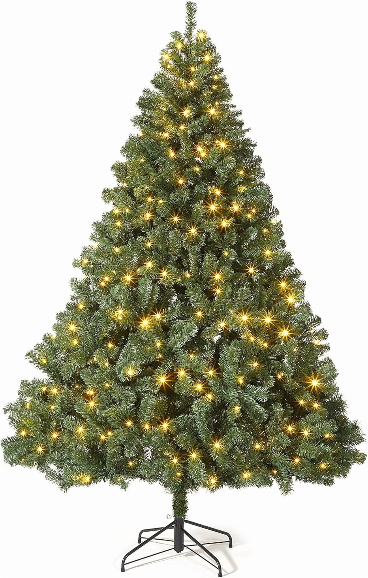 7.5ft Full PE Branch Artificial Spruce Christmas Tree, Hinged Sections Foldable Metal Base Holiday Decor