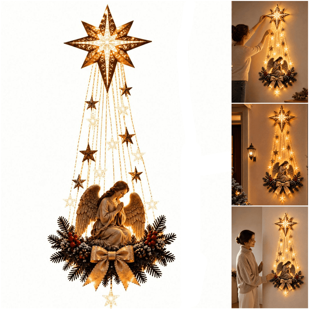 5Pcs Christmas Stair Banister Decoration Lighted Santa Snow Scene Garland for Stair Railing Indoor Holiday Home Ornament