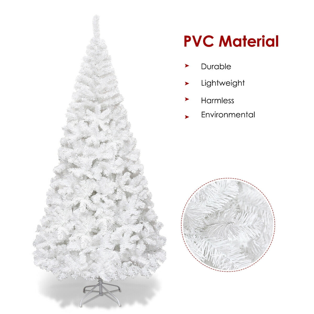 Costway 8Ft Artificial Xmas Tree Stand Christmas Decoration White