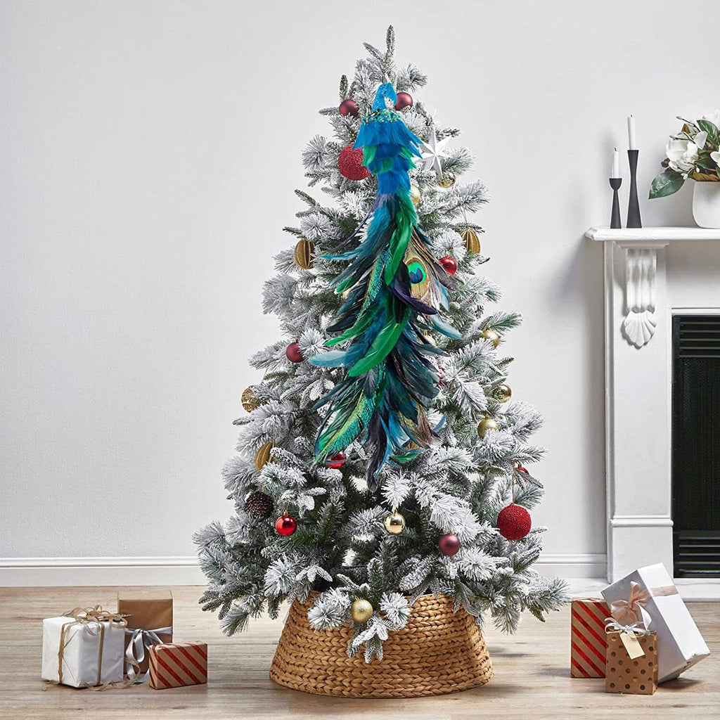 19 Inch Peacock Christmas Decorations Artificial Peacock Christmas Ornaments for Christmas Tree Christmas Natural Peacock Feather Decorations for Christmas Tree 10PCS