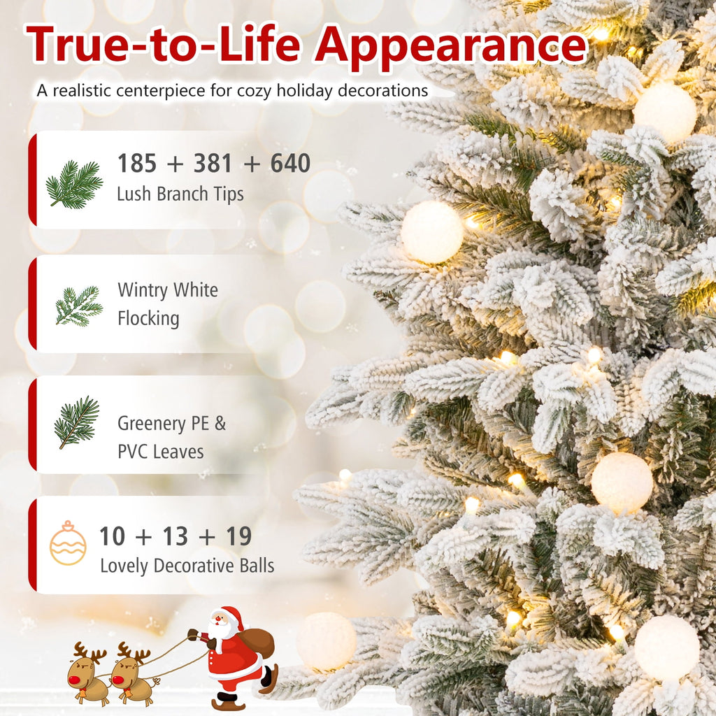 Costway Pre-Lit Christmas Tree Set of 3 Slim Artificial Lighted Xmas Decoration 3/4/5 FT
