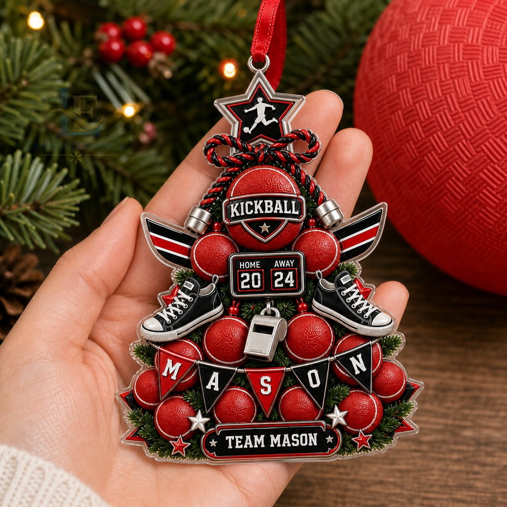 Personalized Christmas Ornament Acrylic Kickball Team Tree Hanging for Player Coach Gift