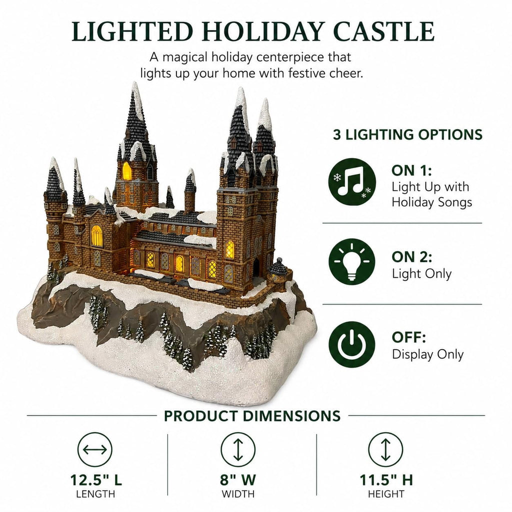 Moments In Time Harry Potter Christmas Village Set 10 Piece Lighted Castle Display Express Train, Gate, Trees and Character Figurines, Holiday Village Collection, Christmas Tabletop Home Decor