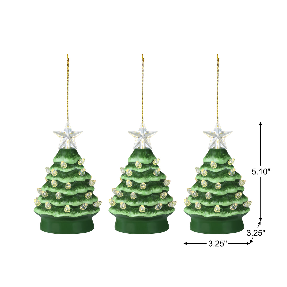 Mr. Christmas Ceramic Tree Ornaments - Silver, Set of 3