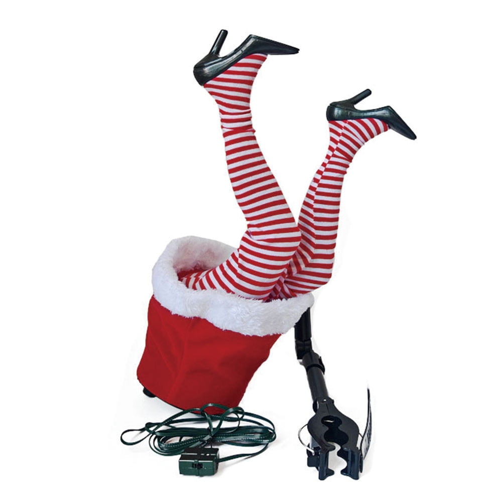 3Pcs Christmas Decroations, Santa Legs for Christmas Tree, Christmas Tree Swinging & Kicking Legs, Funny Santa Stuffed Leg Stuck in Tree Topper for Christmas Tree Decor & Home New Year Party Decor