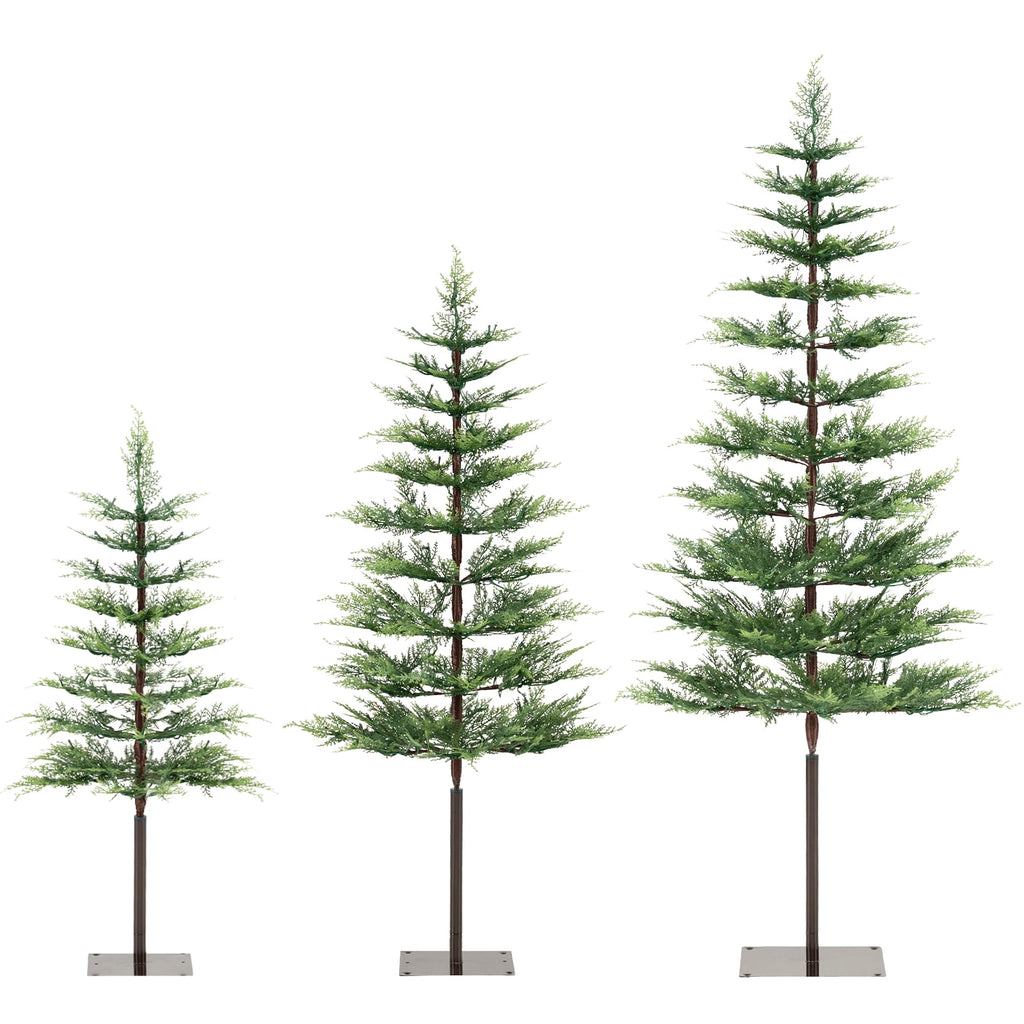 Costway Pre-Lit Christmas Tree Set of 3 Slim Artificial Lighted Xmas Decoration 3/4/5 FT