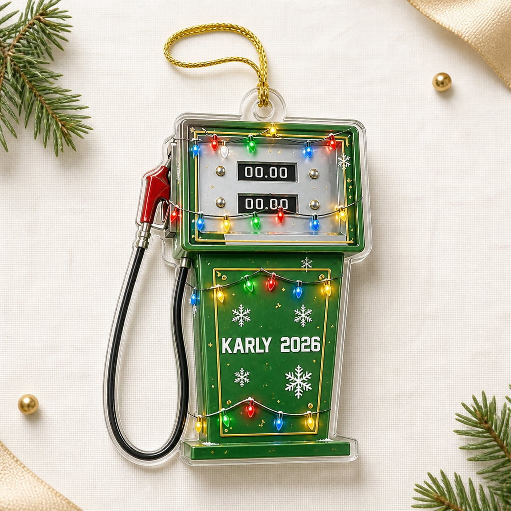 Ornament Vintage Gas Pump Christmas Light Tree Acrylic Hanging Decor for Holiday