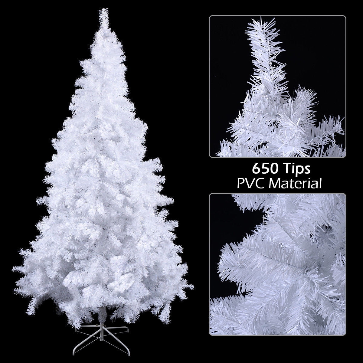 Costway 8Ft Artificial Xmas Tree Stand Christmas Decoration White