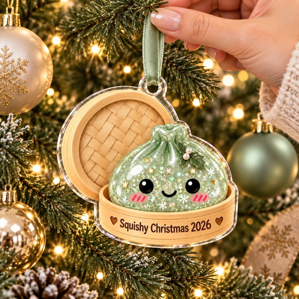 Christmas Ornament Cute Sage Squishy Dumpling 2026 Keepsake for Tree Hanging, Squishy Gift