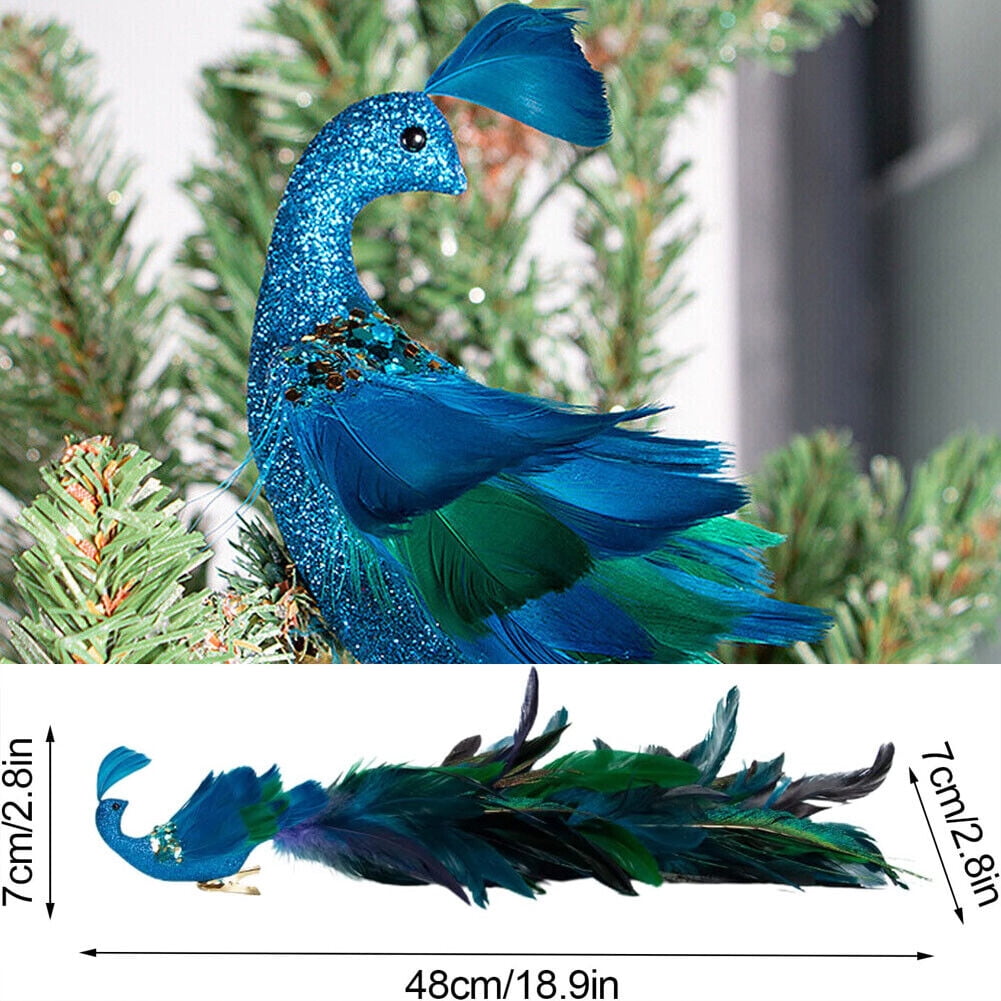 19 Inch Peacock Christmas Decorations Artificial Peacock Christmas Ornaments for Christmas Tree Christmas Natural Peacock Feather Decorations for Christmas Tree 10PCS