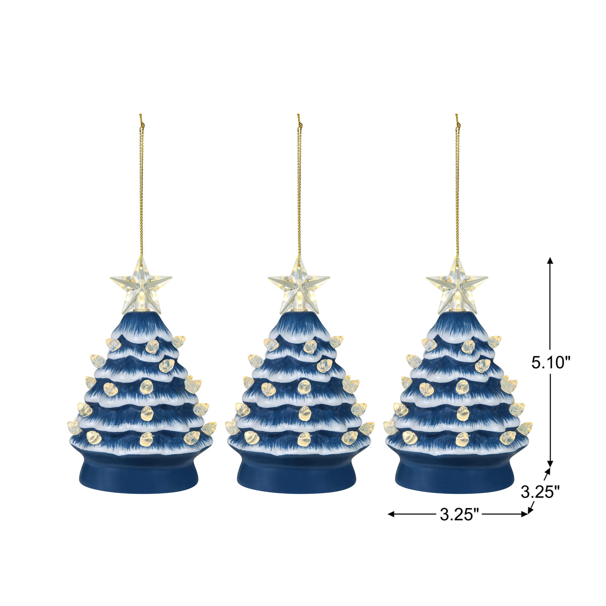 Mr. Christmas Ceramic Tree Ornaments - Silver, Set of 3