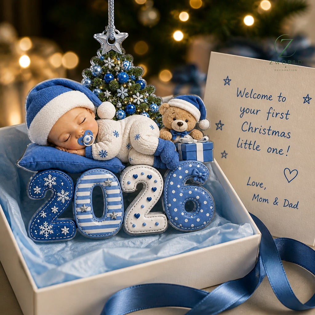 First Christmas Acrylic Ornament 2026 Blue Snowflake Keepsake