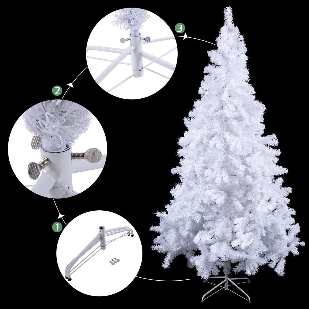 Costway 8Ft Artificial Xmas Tree Stand Christmas Decoration White