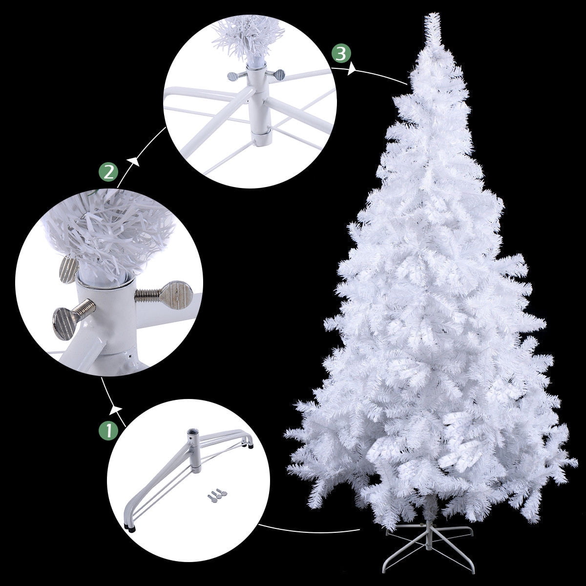 Costway 8Ft Artificial Xmas Tree Stand Christmas Decoration White
