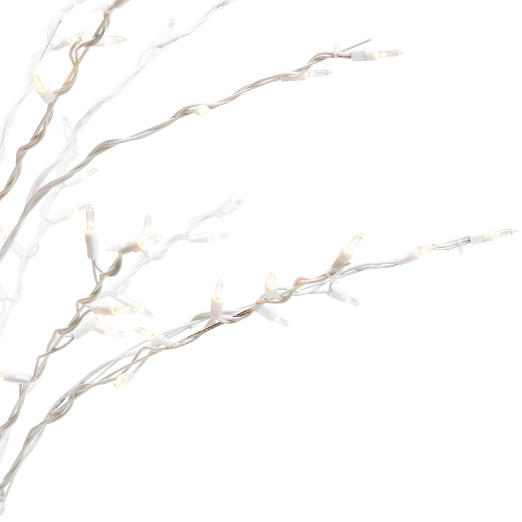 Northlight 4' White Lighted Christmas Cascade Twig Tree Outdoor Decoration - Clear Lights