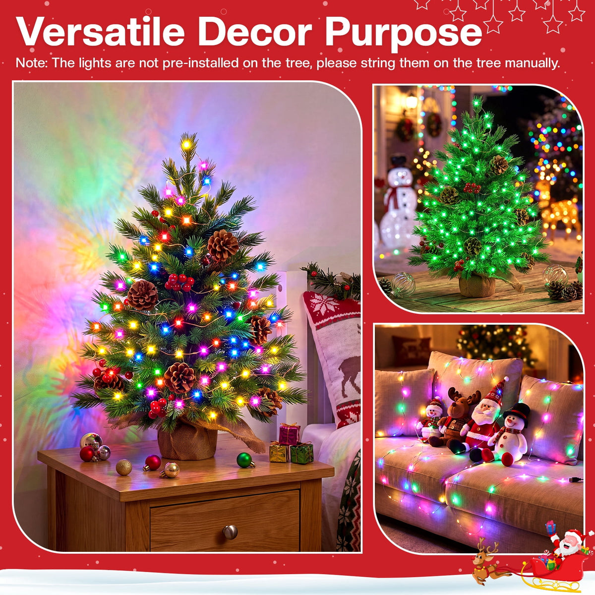 2PACK-2 FT Smart Mini Christmas Tree with 100 RGB Fairy Lights, Music Sync & Hello Fairy App Control for Tabletop Holiday Decor