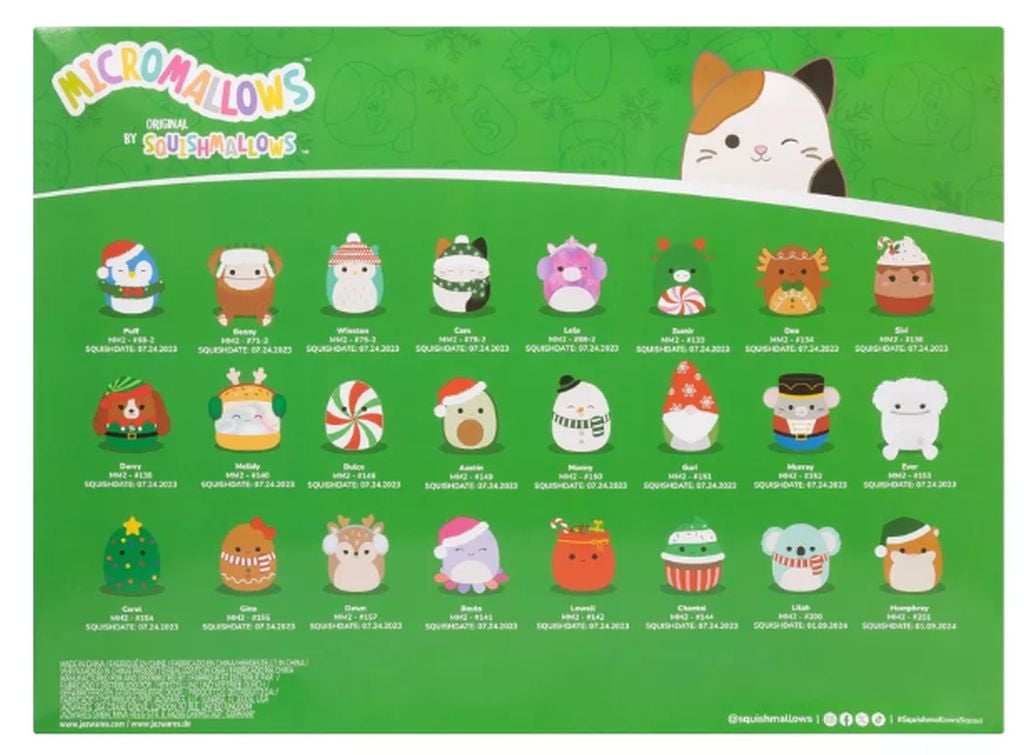 Squishmallows 2.5"Micromallows Holiday Advent Calendar 2024 - 24pc