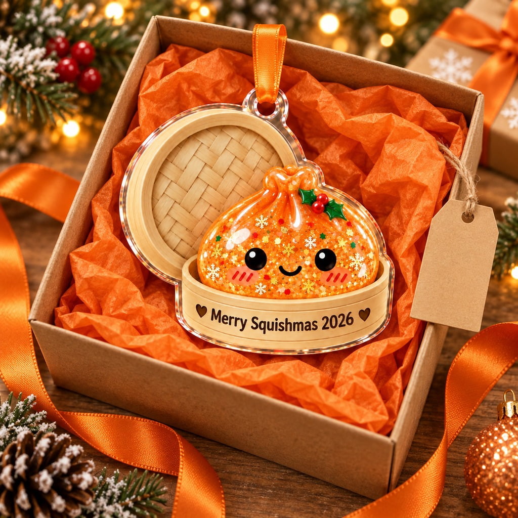 Christmas Ornament Cute Orange Squishy Dumpling Tree Decoration for Squishy Lovers