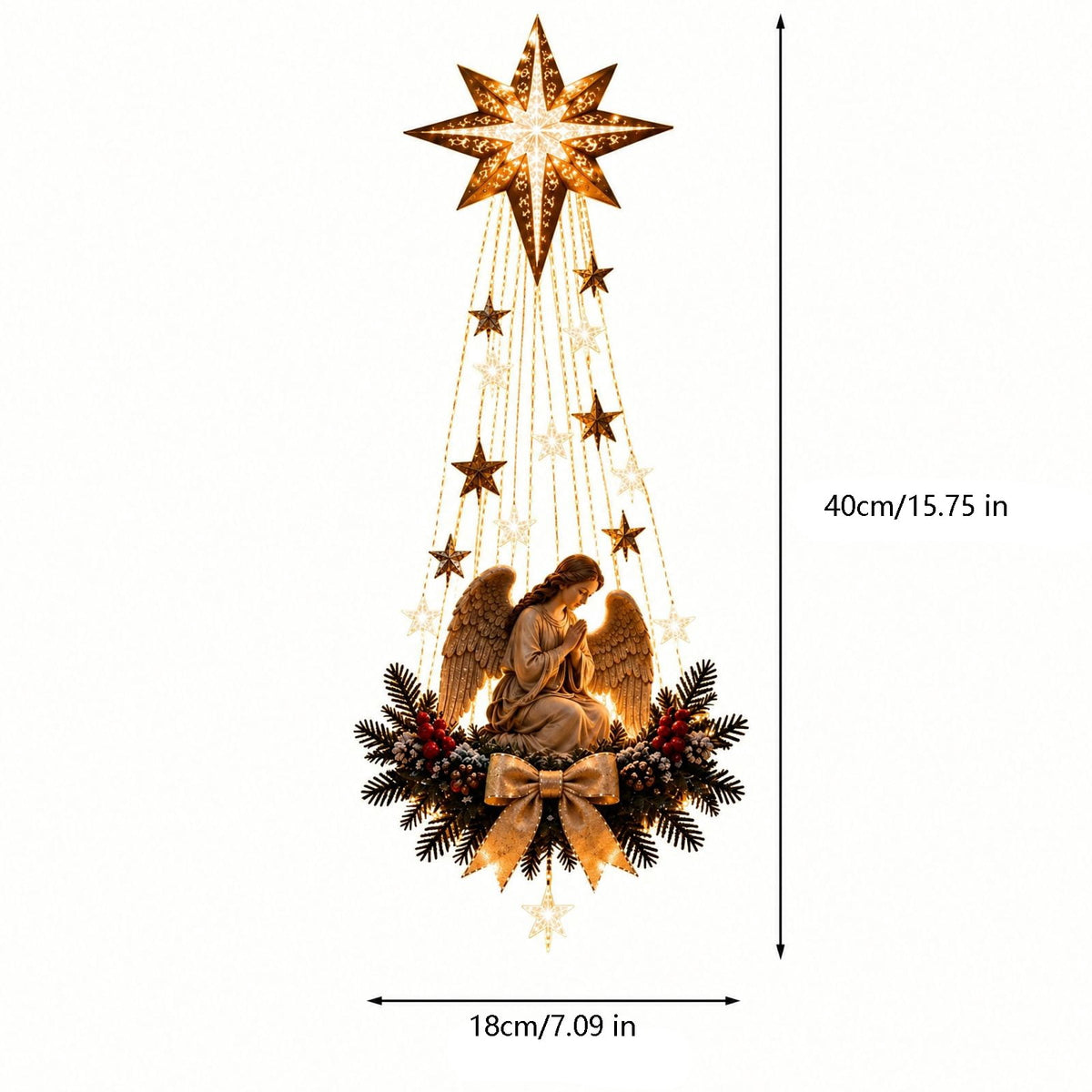 Christmas Staircase Banister Decor Set of 5 Lighted Santa Snow Scene Garland for Stair Railing Indoor Seasonal Home Ornament