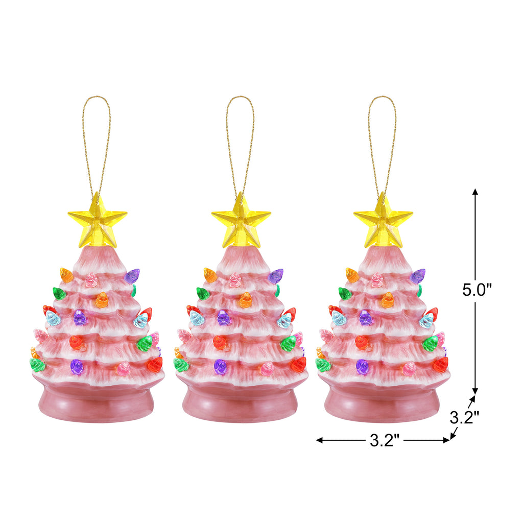 Mr. Christmas Ceramic Tree Ornaments - Silver, Set of 3