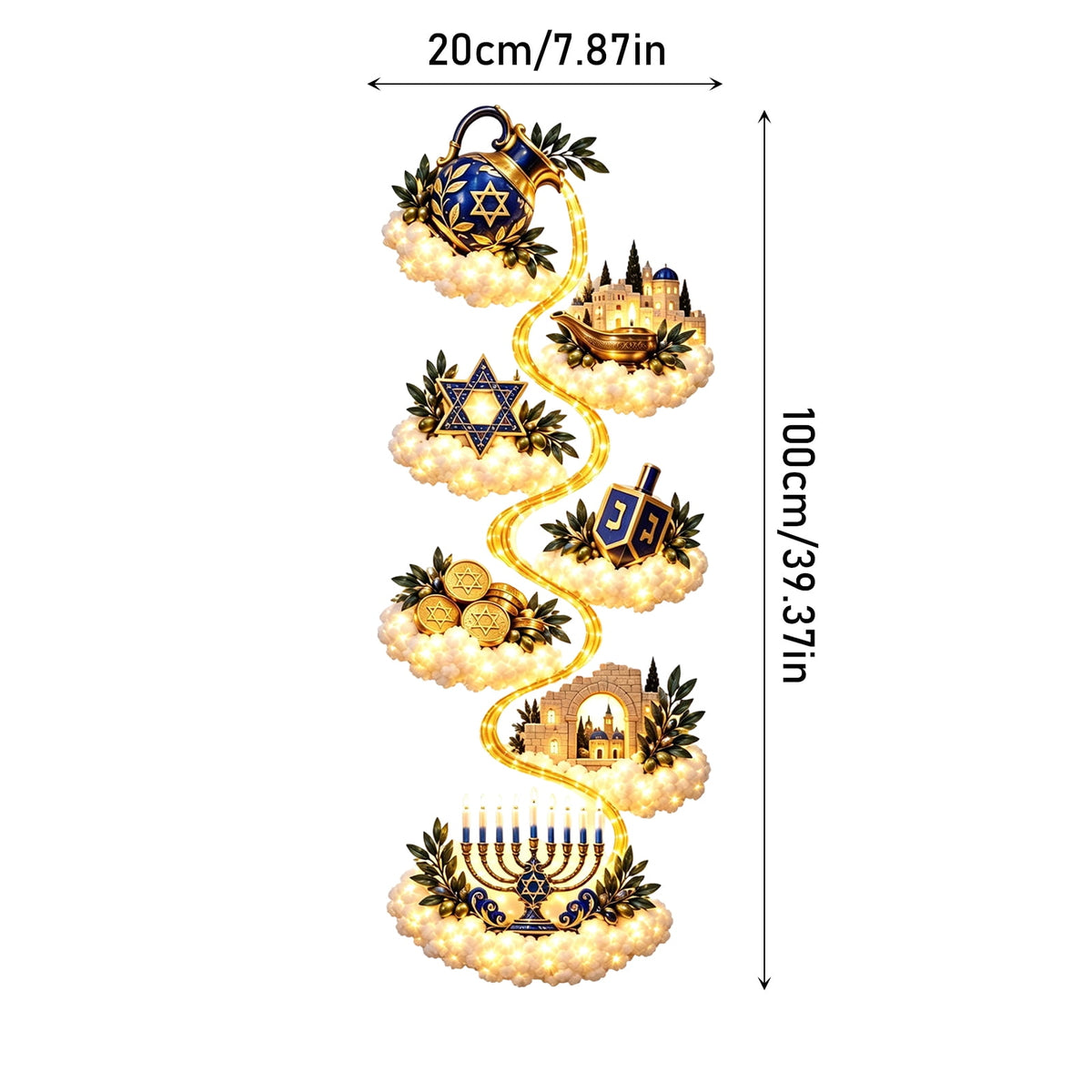 Christmas Staircase Banister Decor Set of 5 Lighted Santa Snow Scene Garland for Stair Railing Indoor Seasonal Home Ornament