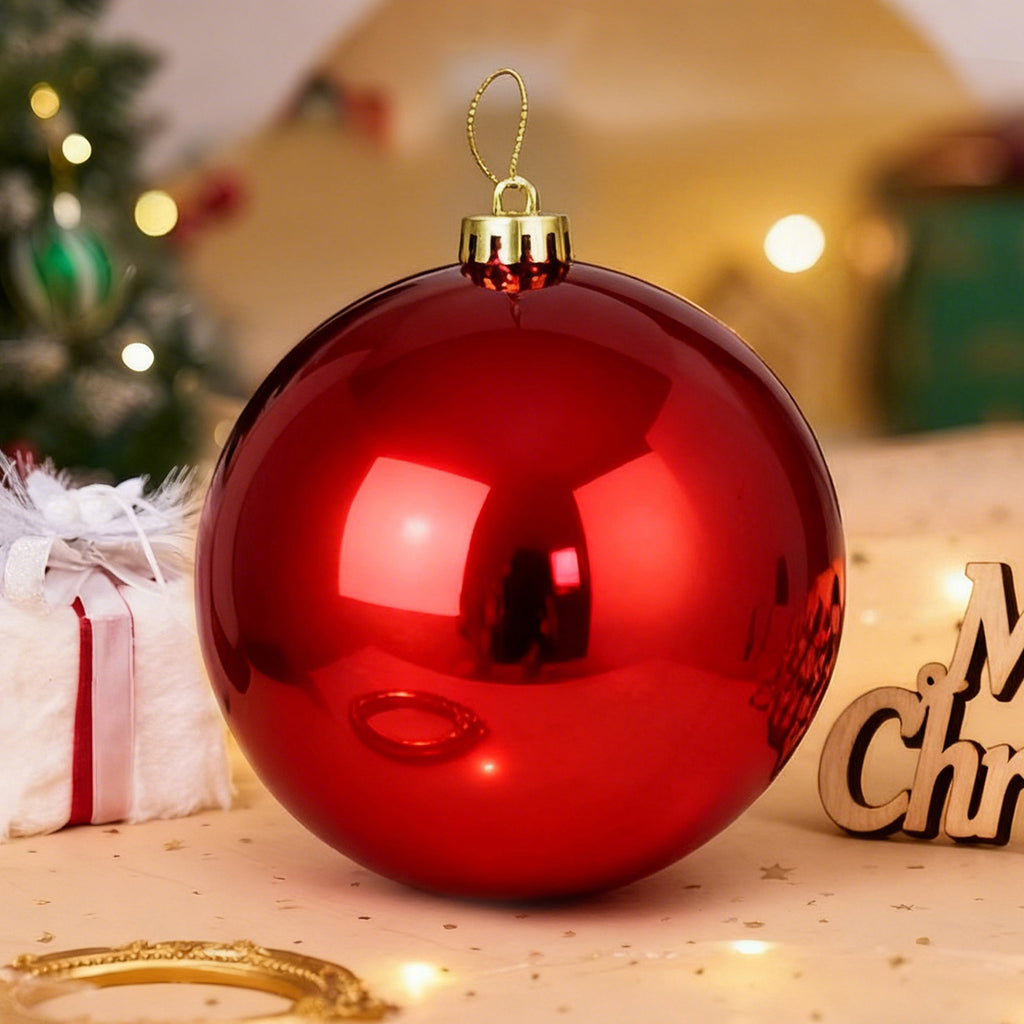 12 Pack 8 Inch Shatterproof Christmas Ball Ornaments, Assorted Glossy, Matte & Glitter Red Balls, Xmas Tree Decorations for Holiday Celebrations