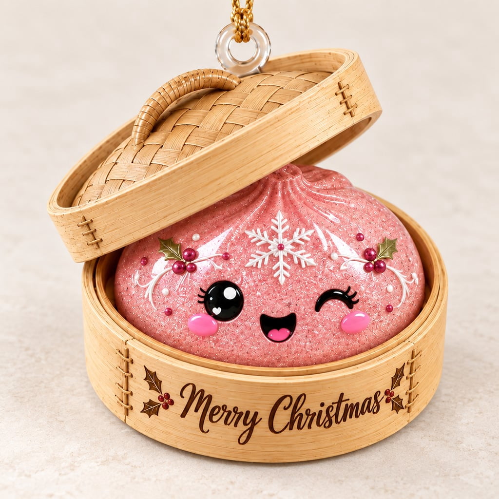 Dumpling Ornament, Glitter Acrylic Christmas Tree Hanging Gift