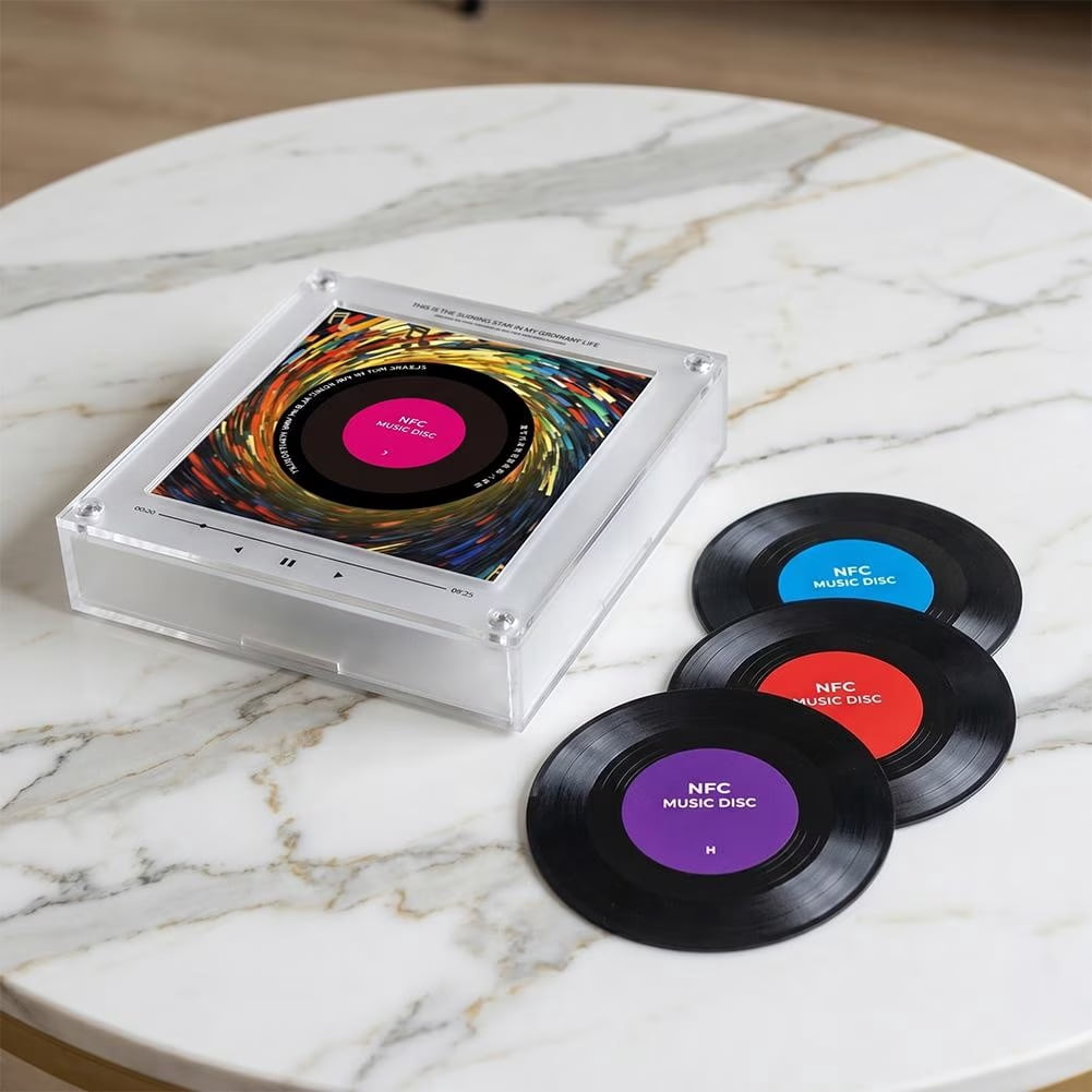 Christmas Music Refrigerator Stickers, Playable Magnetic Discs With Music Player Unit, Interactive Xmas Fridge Decor, Novelty Gift For Family Holiday Gatherings (B)