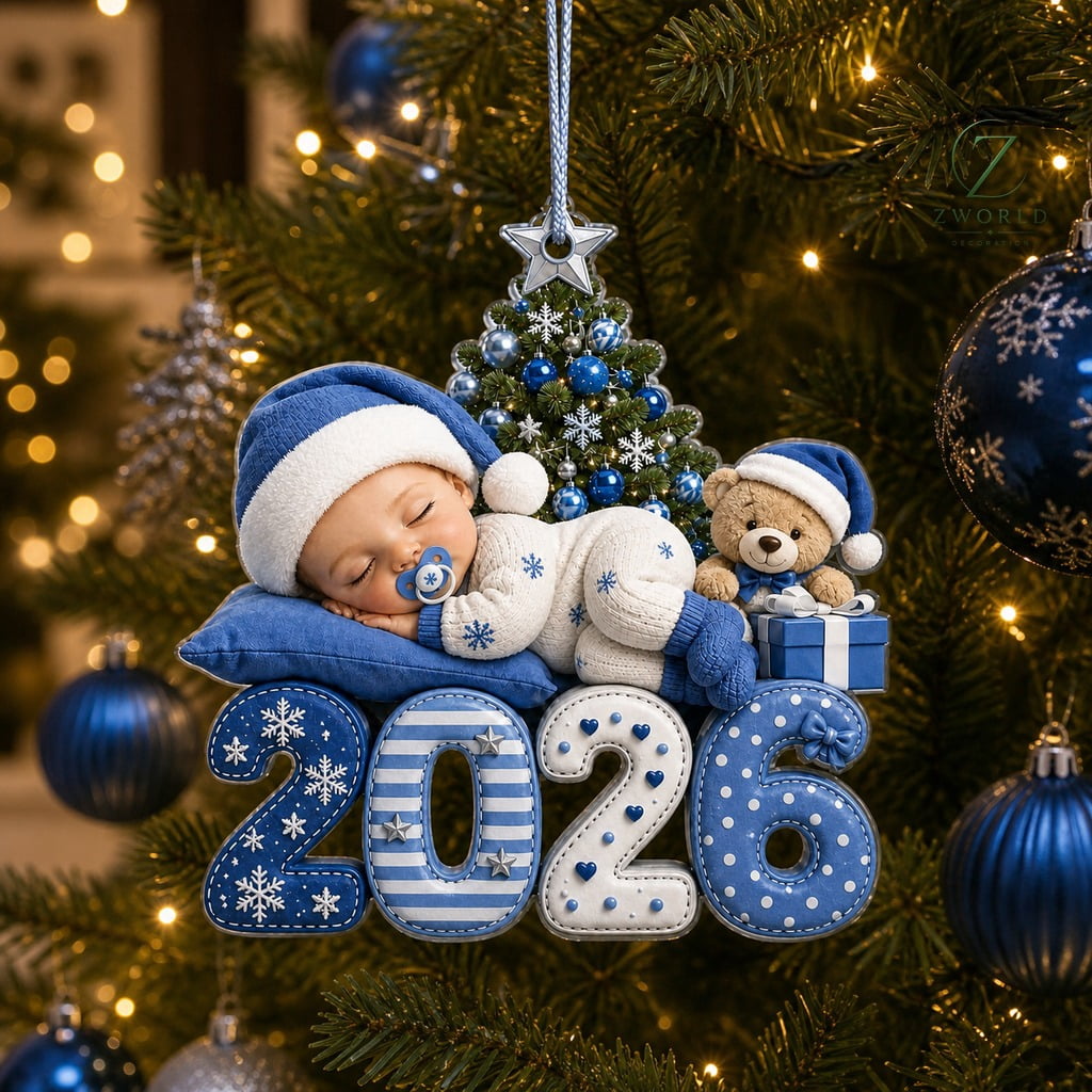 First Christmas Acrylic Ornament 2026 Blue Snowflake Keepsake