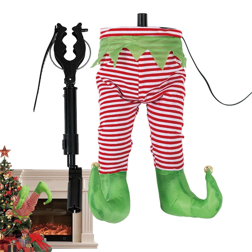 3Pcs Christmas Decroations, Santa Legs for Christmas Tree, Christmas Tree Swinging & Kicking Legs, Funny Santa Stuffed Leg Stuck in Tree Topper for Christmas Tree Decor & Home New Year Party Decor