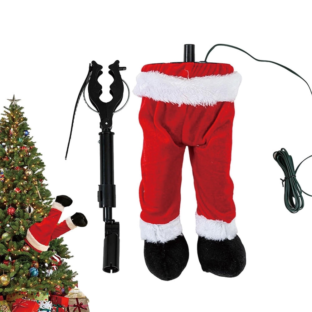 3Pcs Christmas Decroations, Santa Legs for Christmas Tree, Christmas Tree Swinging & Kicking Legs, Funny Santa Stuffed Leg Stuck in Tree Topper for Christmas Tree Decor & Home New Year Party Decor