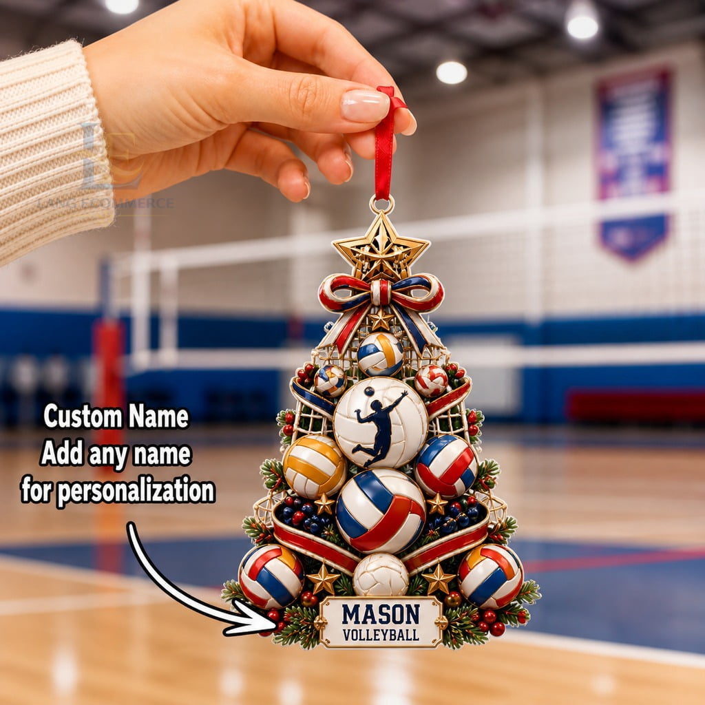 Christmas Ornament Acrylic Personalized Volleyball Tree Hanging Keepsake for Volleyball Player Gift