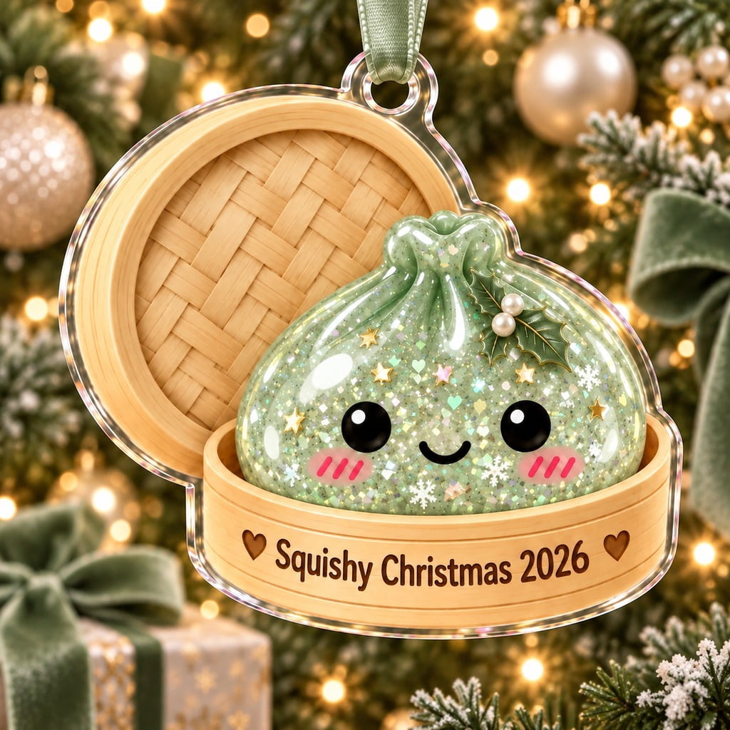 Christmas Ornament Cute Sage Squishy Dumpling 2026 Keepsake for Tree Hanging, Squishy Gift