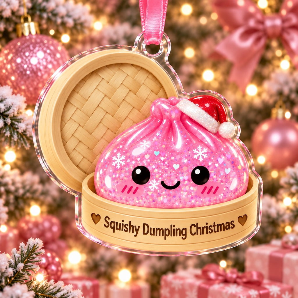 Christmas Ornament Pink Squishy Dumpling Tree Hanging for Cute Squishy Lovers