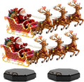 Christmas Santa Sleigh Reindeer Figurine, Resin Santa Claus with Reindeer Sleigh Statue, Holiday Desktop Home Decor Ornament for Xmas Party